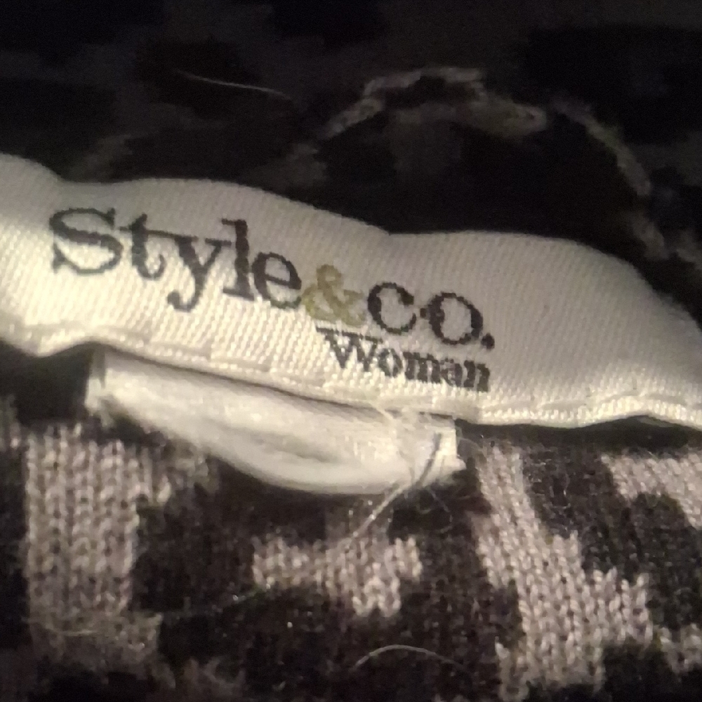 Style & Co Black Sweater Dress & Leopard Scarf Set Size XL - Picture 4 of 6